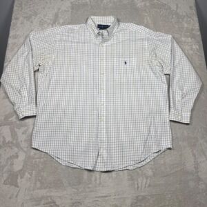 Ralph‎ Lauren Blake XL Mens White Blue Plaid Checkered Button Down Shirt